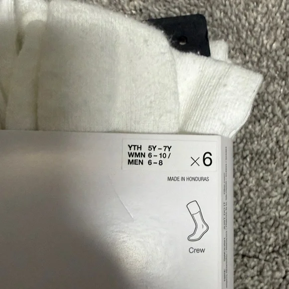 Nike Everyday White Crew Socks with Black Swoosh - Picture 3 of 3